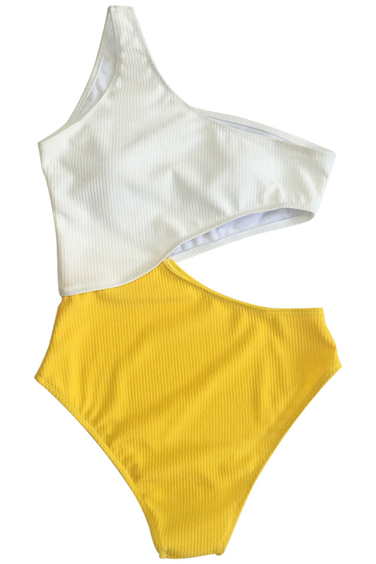 Iyasson One-shoulder Side hollow design One-piece swimsuit
