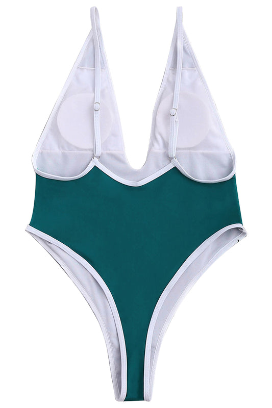 Iyasson Sexy Deep V-Neck Backless One-piece Swimsuit
