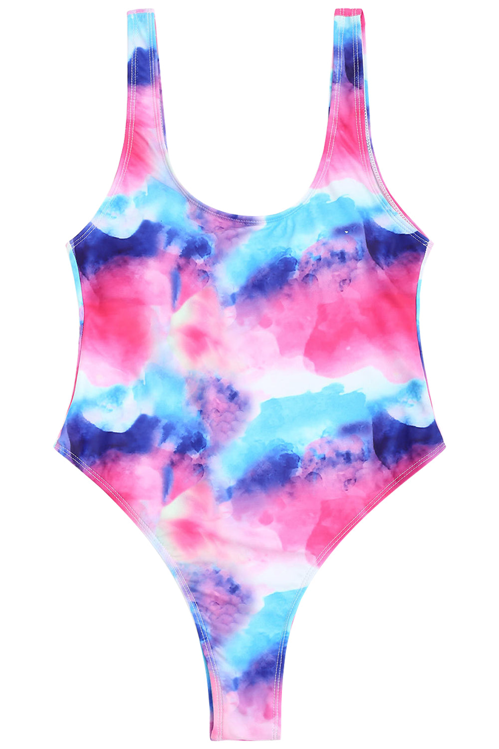 Iyasson Colorful Tie-dyed With Low Back One-piece Swimsuit