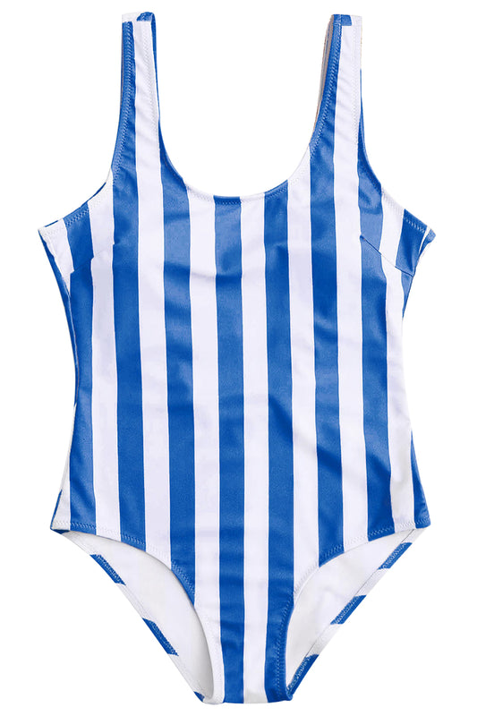 Iyasson Stripe Printing Backless One-piece swimsuit