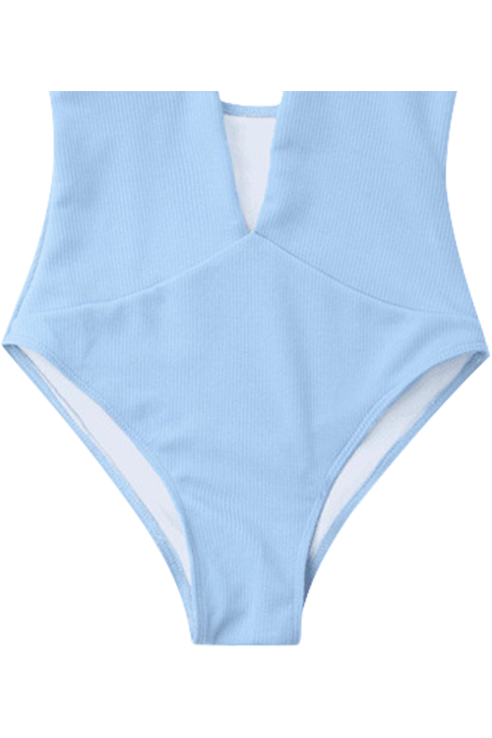 Iyasson Blue Deep V-neckline Halter One-piece Swimsuit