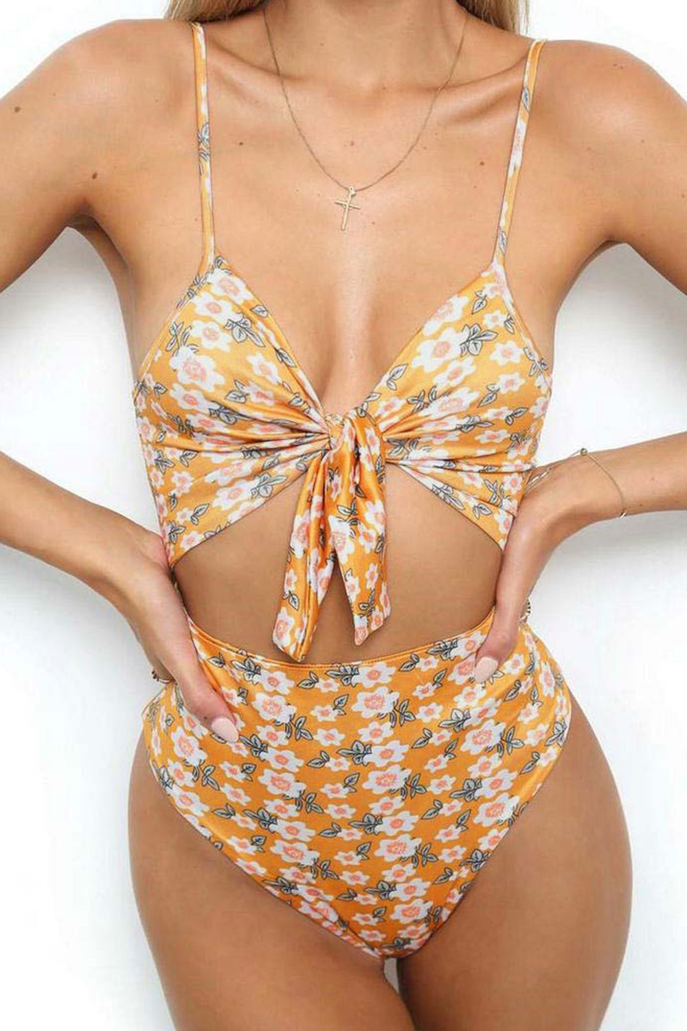 Iyasson Sexy Tummy Control Hollow Out One-piece swimsuit