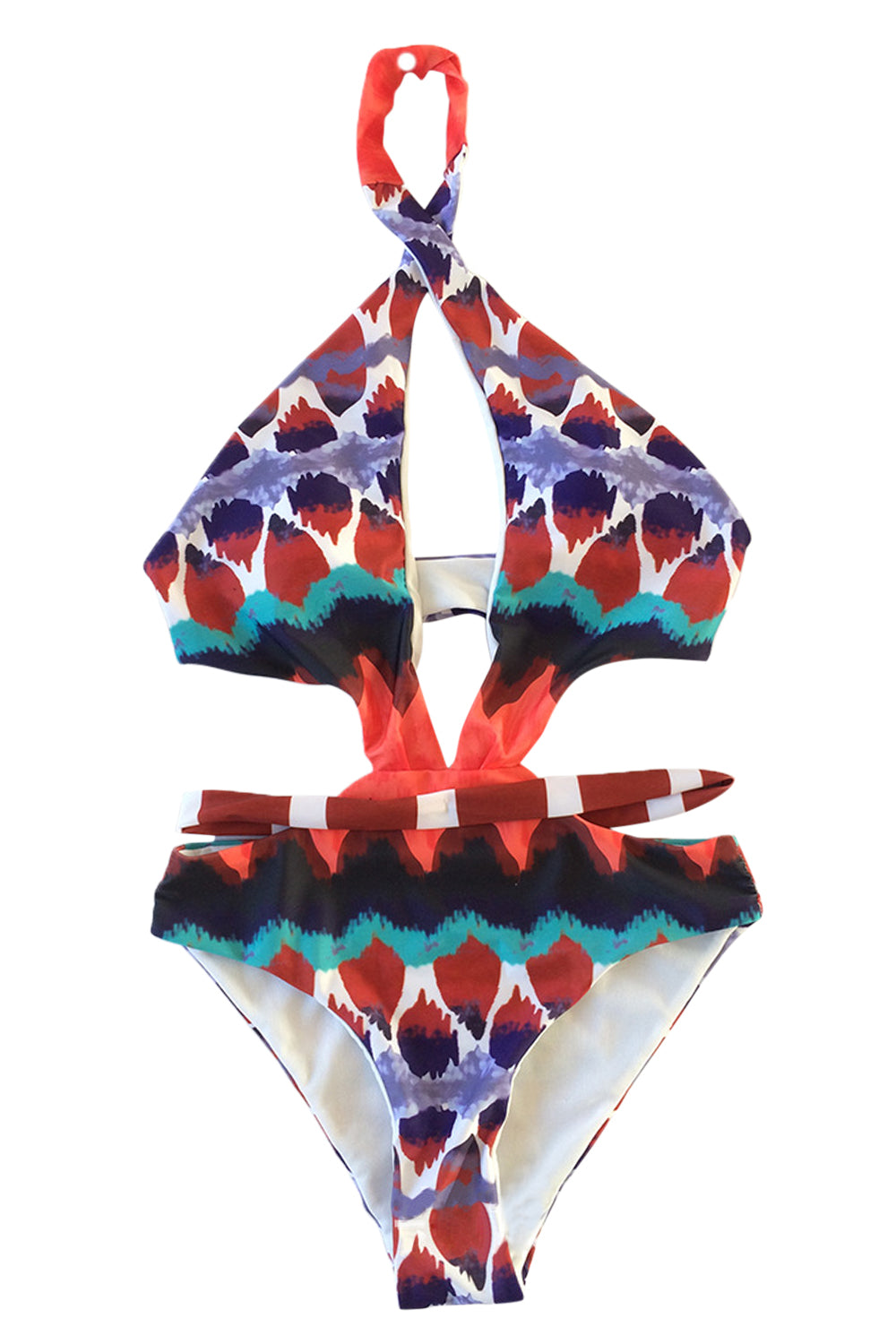 Iyasson Sex Snake Pattern Front Cross One-piece Swimsuit