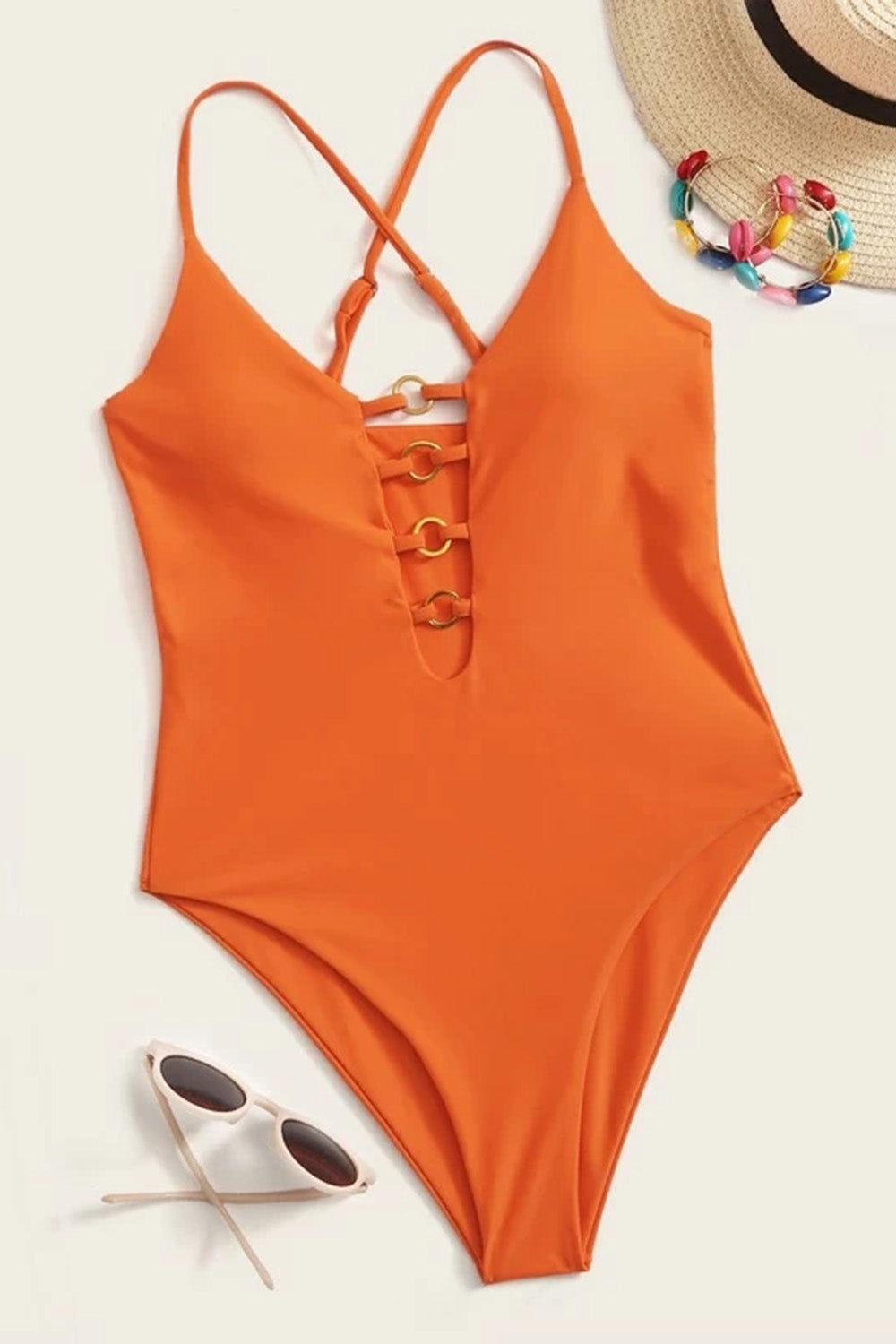 Ring Linked Detail One Piece Swimsuit