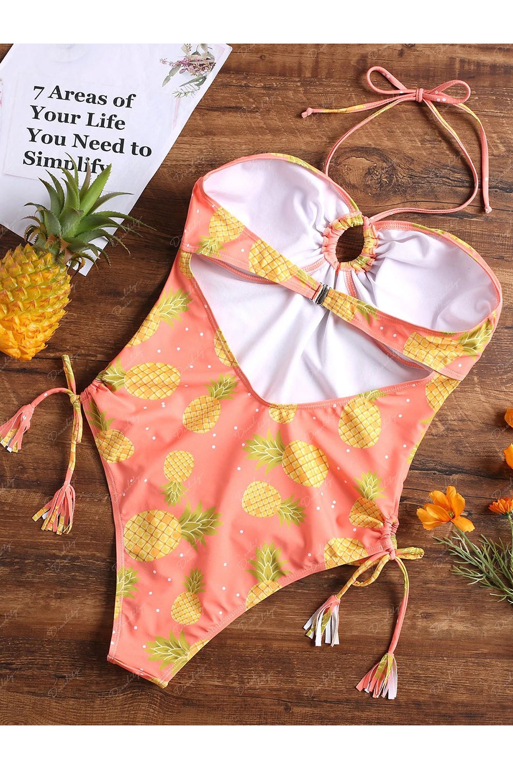 Pineapple Halter High Leg One-piece Swimsuit