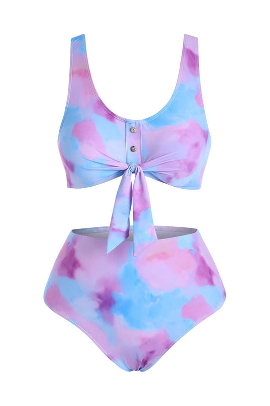 Tie Dye Buttons Bikini Swimwear