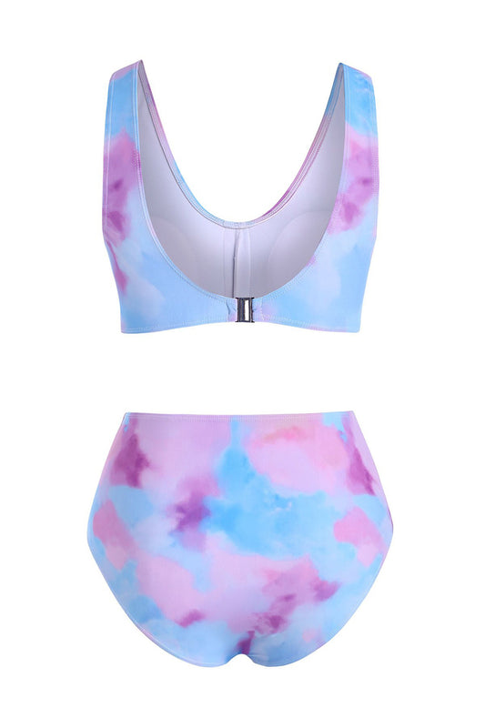 Tie Dye Buttons Bikini Swimwear