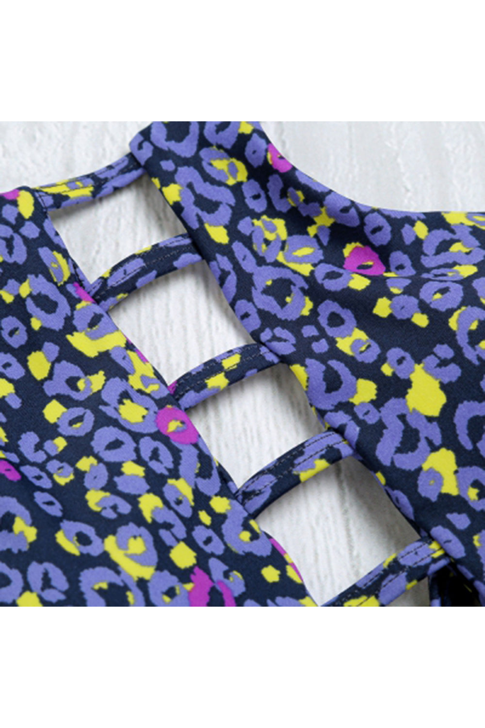 Halter Neck Backless Cut Out Print Tied Low Waist Women Bikini Set