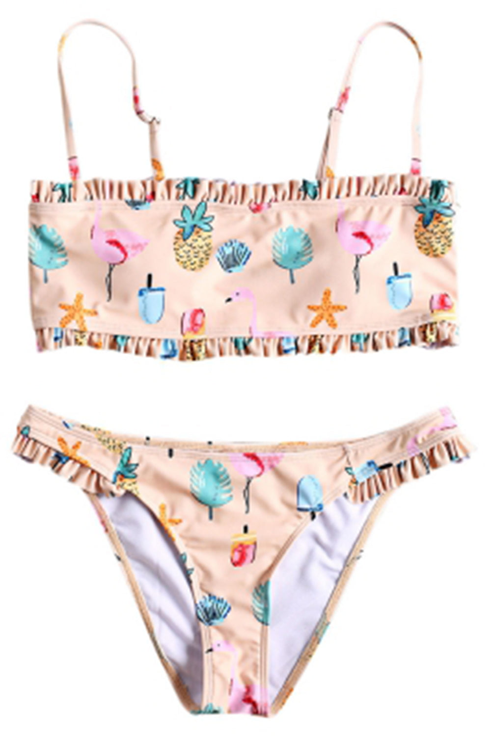 Flamingo Frill Bandeau Bikini Set