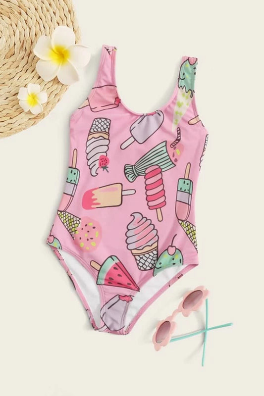 Toddler Girls Cartoon Graphic One Piece Swimwear