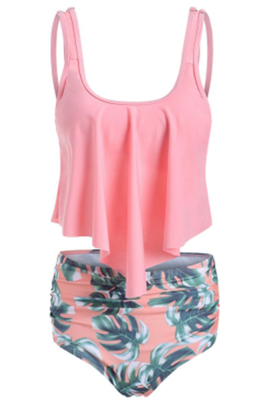 Floral Print U Neck Tankini Set