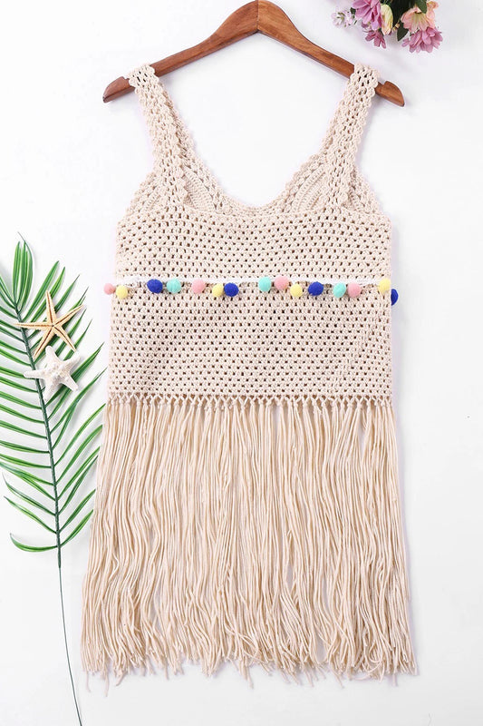 Knit Fringe Cover Up Top