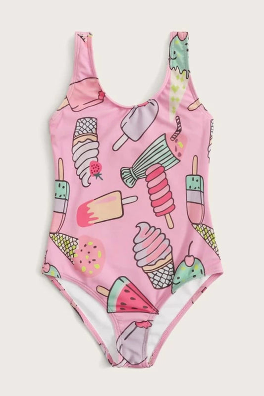 Toddler Girls Cartoon Graphic One Piece Swimwear