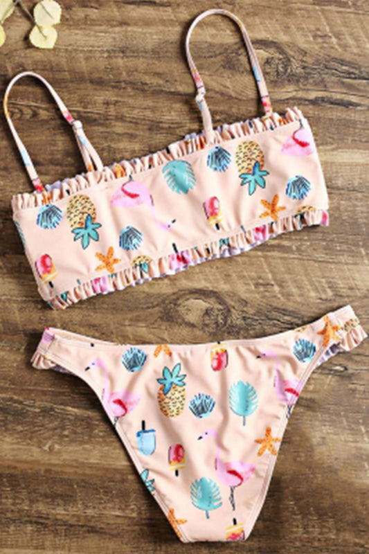 Flamingo Frill Bandeau Bikini Set