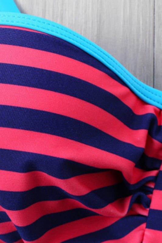 Push Up Stripe Bikini with Halter Neckline