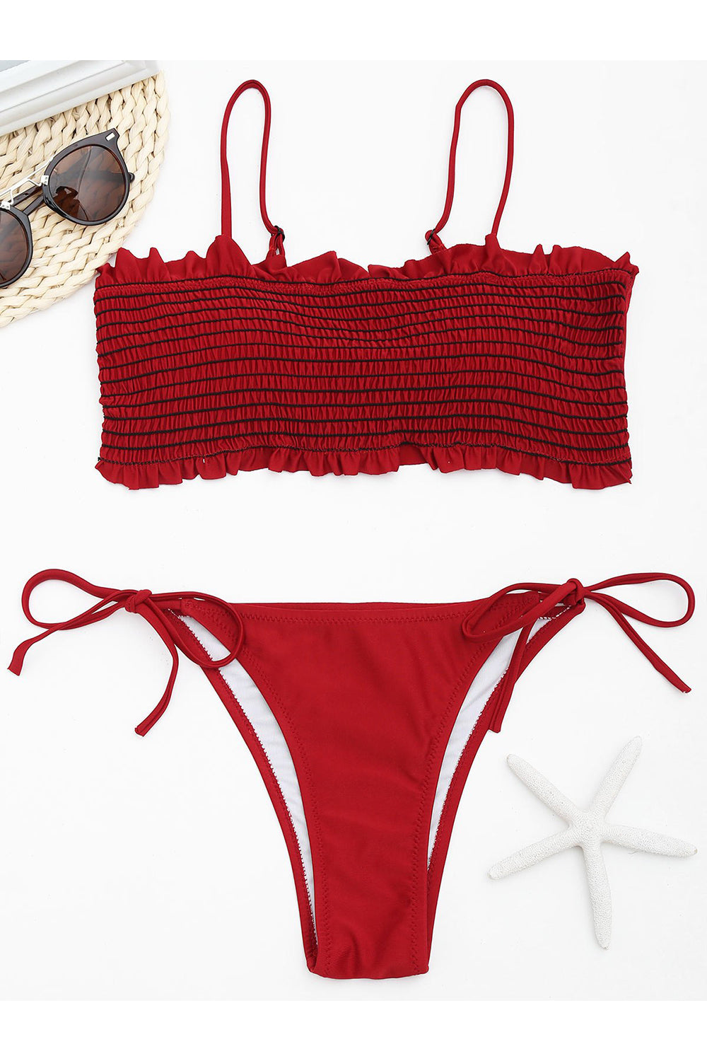 Low Waisted Smocked Bikini Set