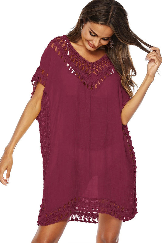 Crochet Insert V Neck Cover-up