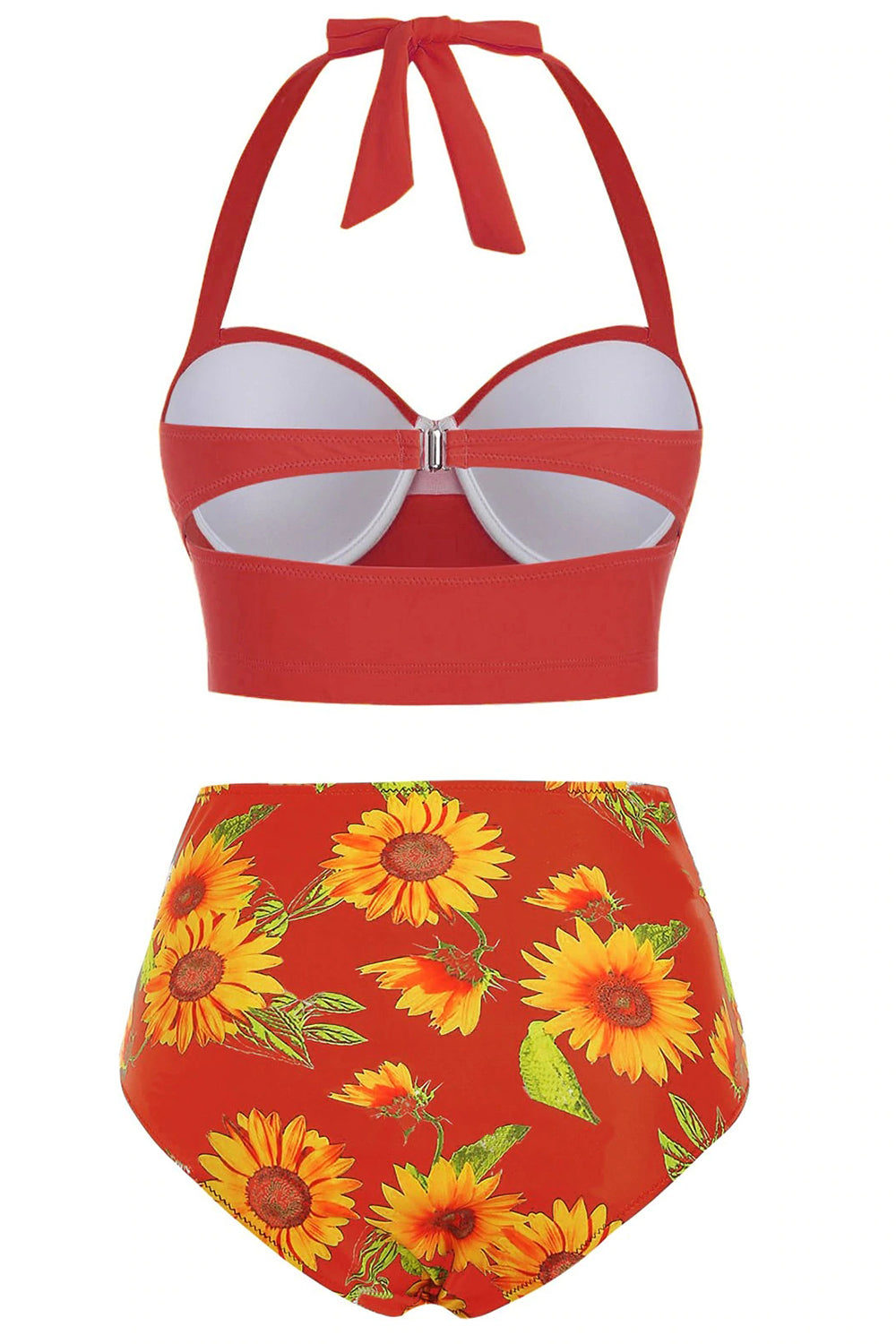 Sunflower Print Ruched Halter Bikini Swimsuit – Iyasson