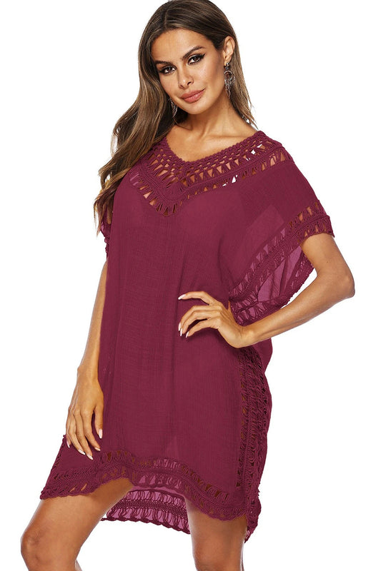 Crochet Insert V Neck Cover-up