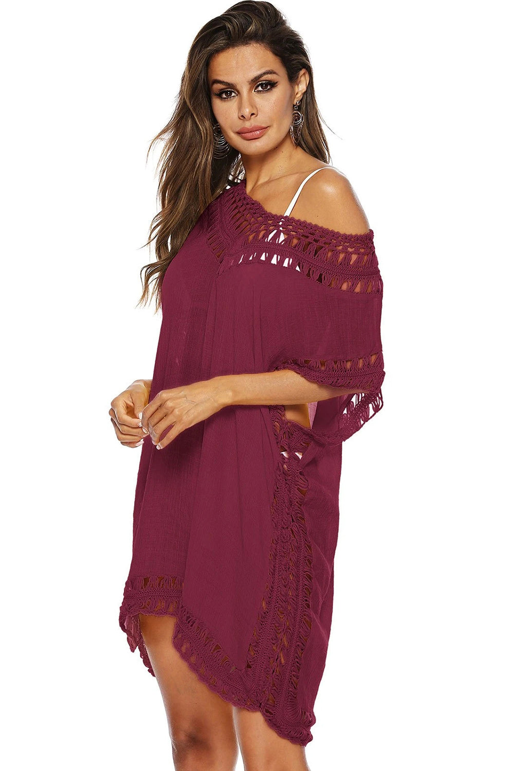 Crochet Insert V Neck Cover-up