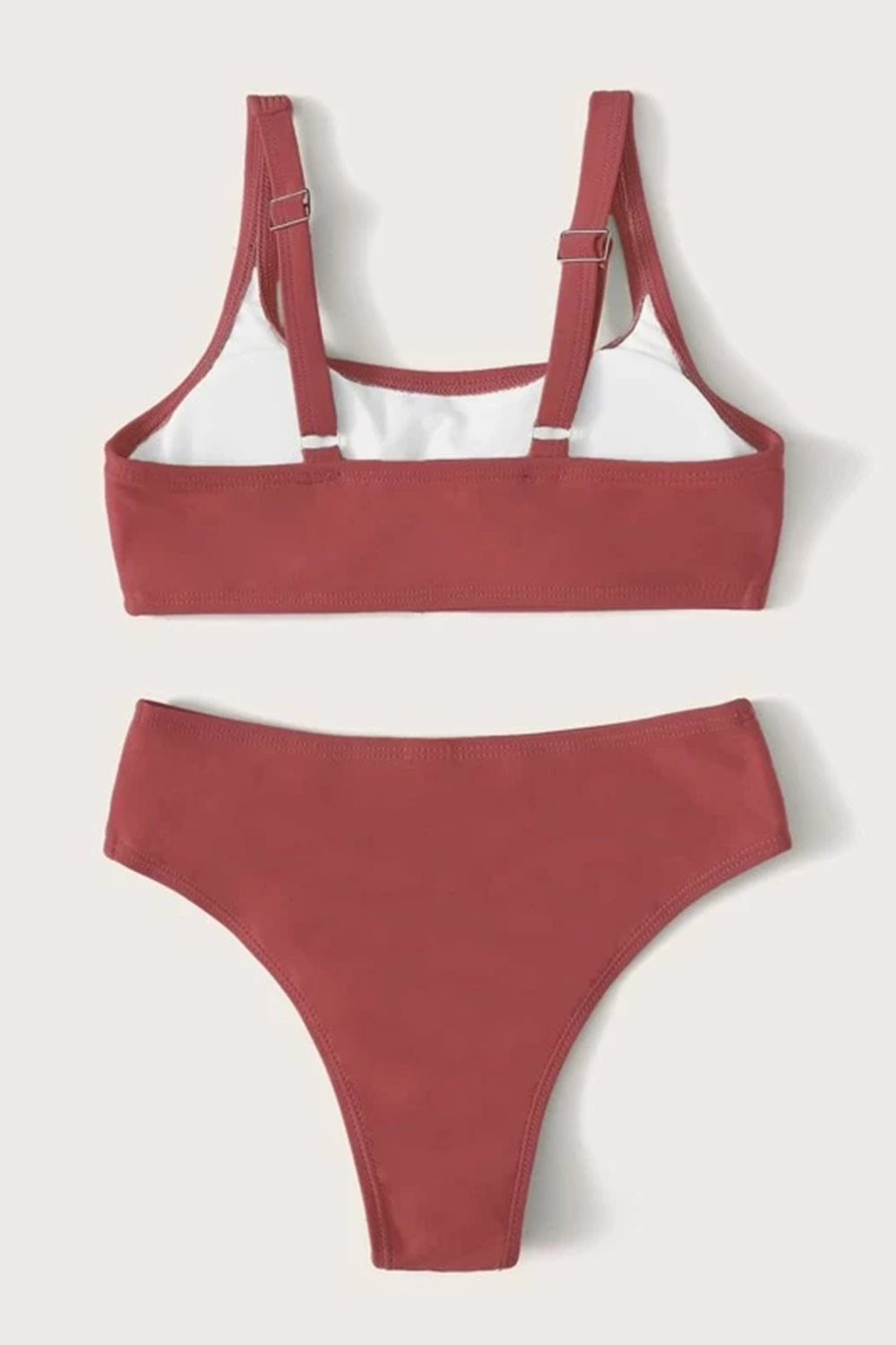 Girls Plain Adjustable Strap Bikini Set