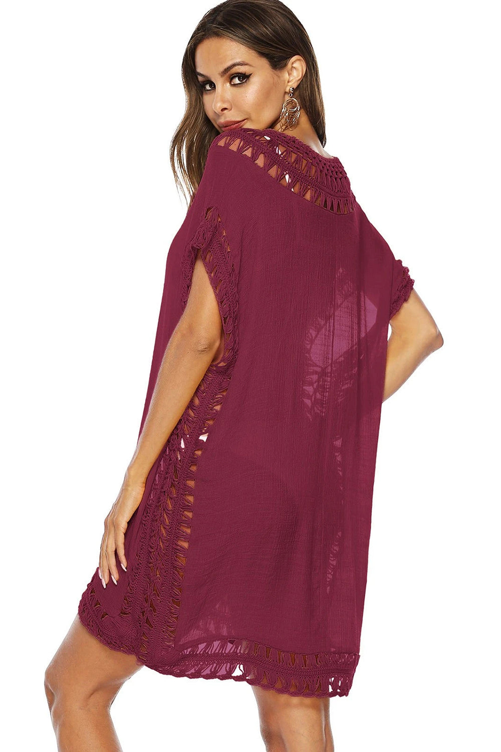 Crochet Insert V Neck Cover-up