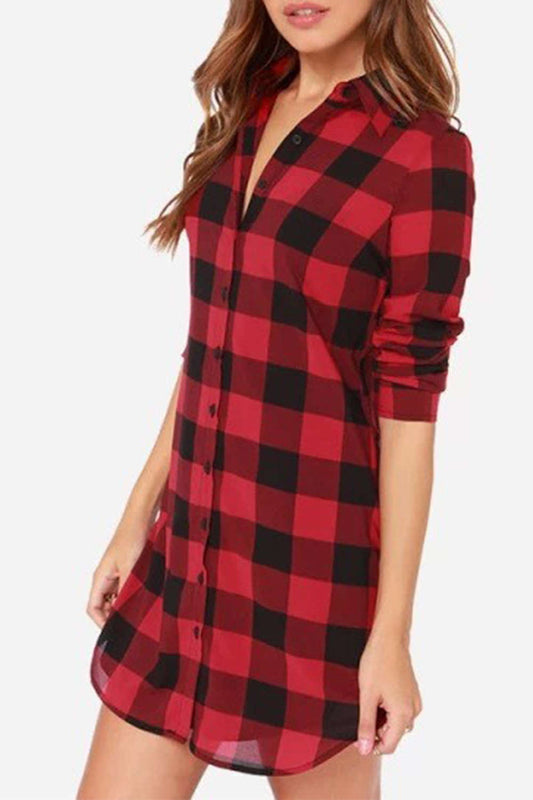 Iyasson Boyfriend Shirt In Red & Black Check&Plaid