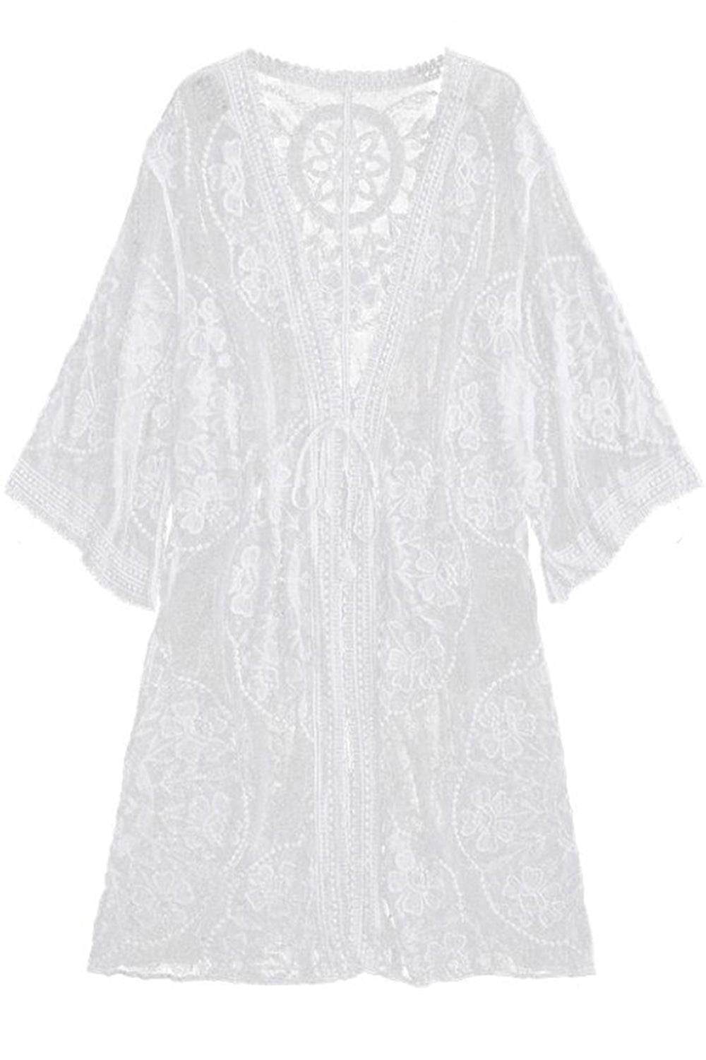 Embroidered Sheer Kimono Cover Up