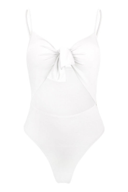 Spaghetti Strap Backless Padded Cut Out Tied Women Swimsuit