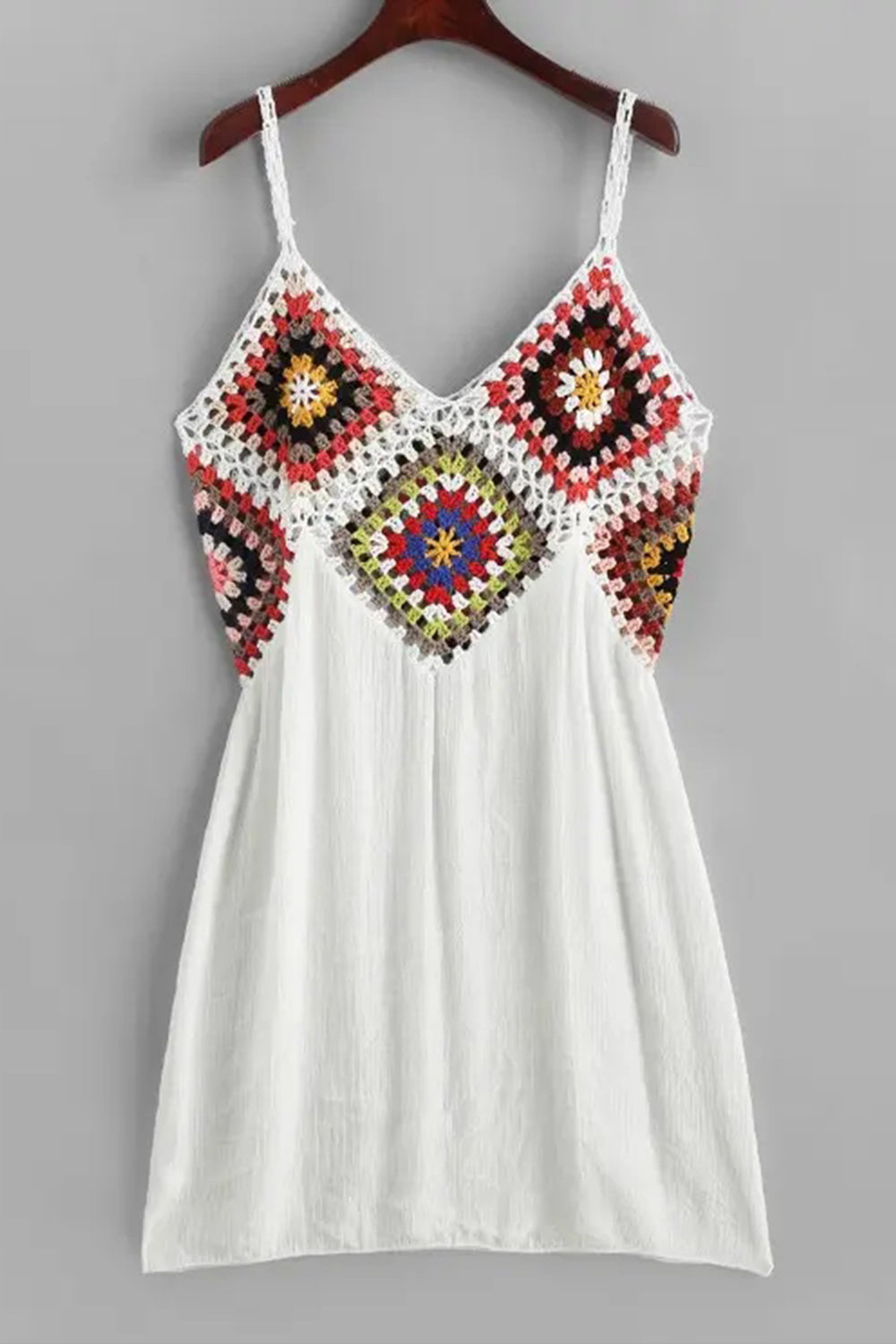 Colorful Crochet Panel Beach Dress