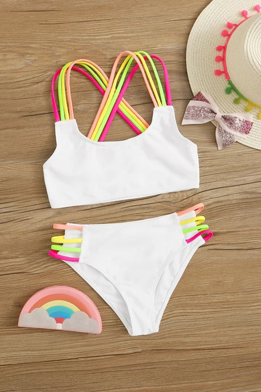 Girls Multi-color Strap Bikini Set