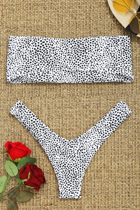 Leopard Print Thong Bandeau Bikini