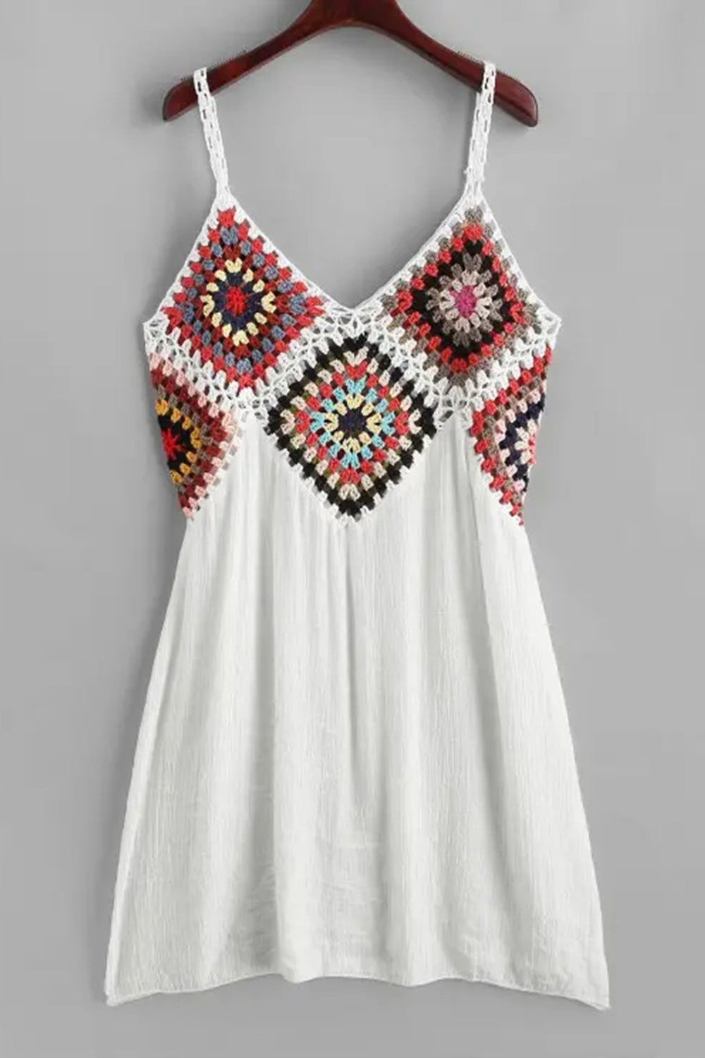 Colorful Crochet Panel Beach Dress