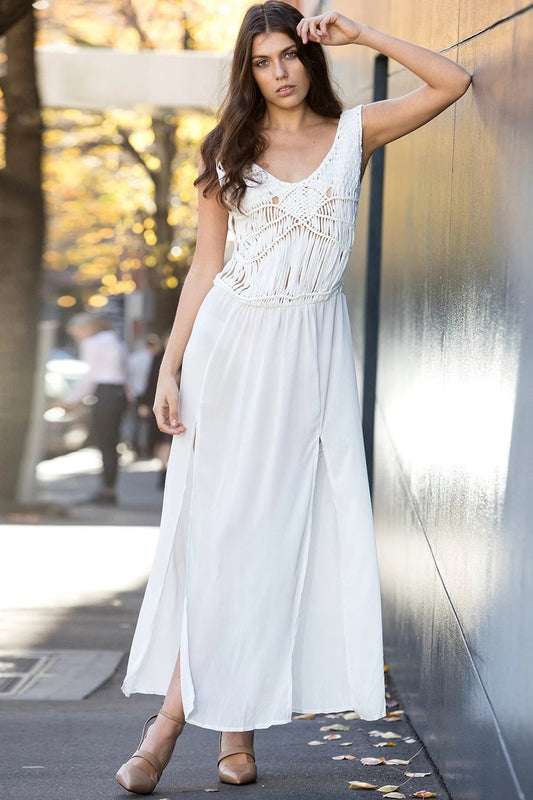 Trendy V-Neck Sleeveless Lace Furcal Cover-Up For Women