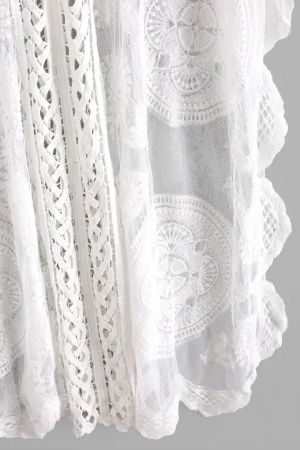 Embroidered Sheer Mesh Kaftan Dress