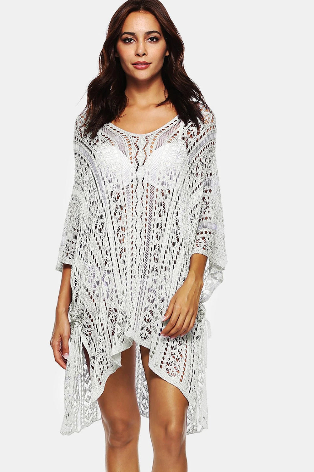 Open Knit Side Slit Cover-up