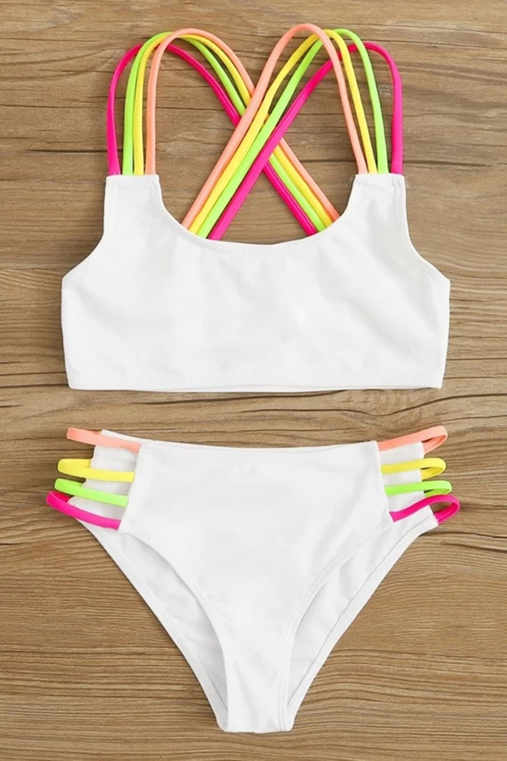 Girls Multi-color Strap Bikini Set