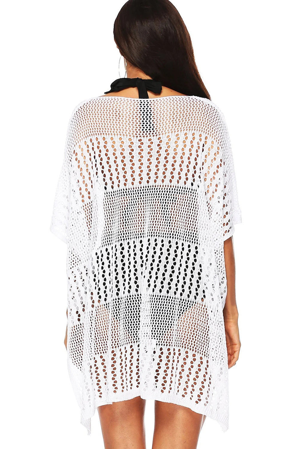 Batwing Sleeve Crochet Beach Cover Up Dress