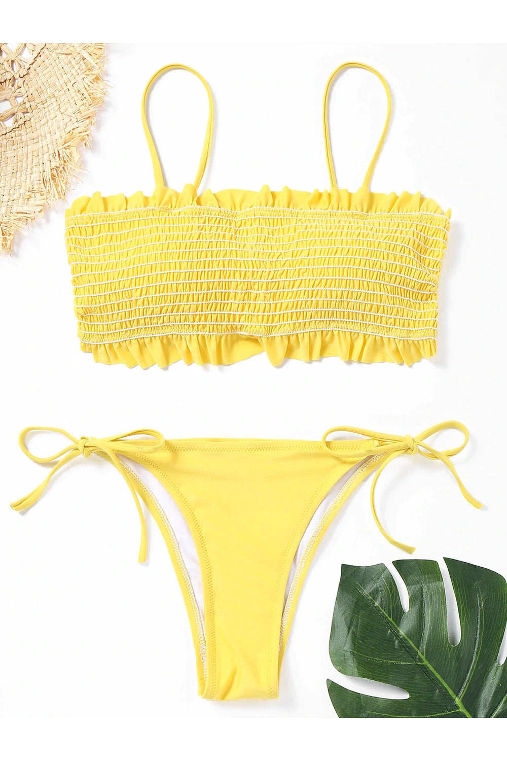 Low Waisted Smocked Bikini Set