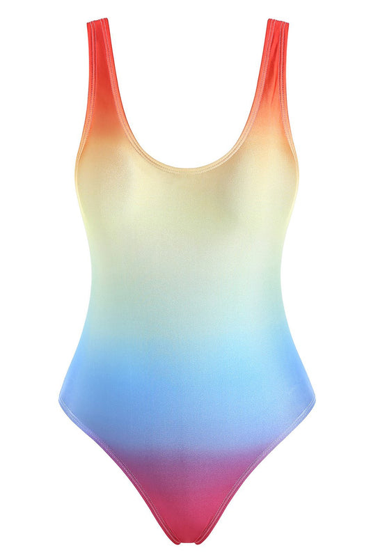 Rainbow Ombre Tank High Cut One-piece Swimsuit