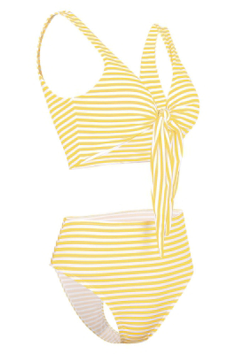 Plunge Neck Padded Stripe High Waist Women Bikini Set