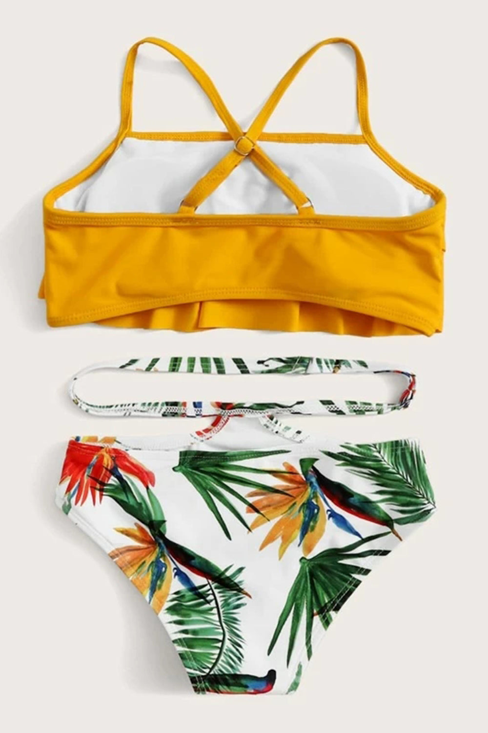 Girls Tiered Layer Top With Random Tropical Bikini