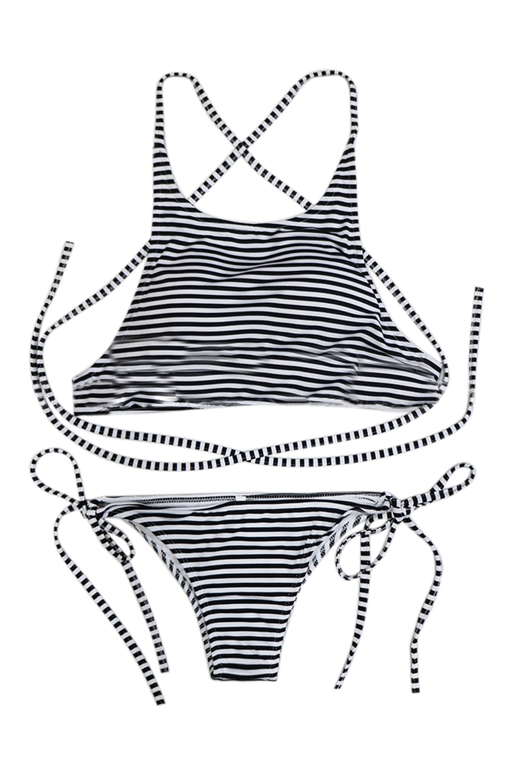 Iyasson Elastic Cute Striped Bikini Set