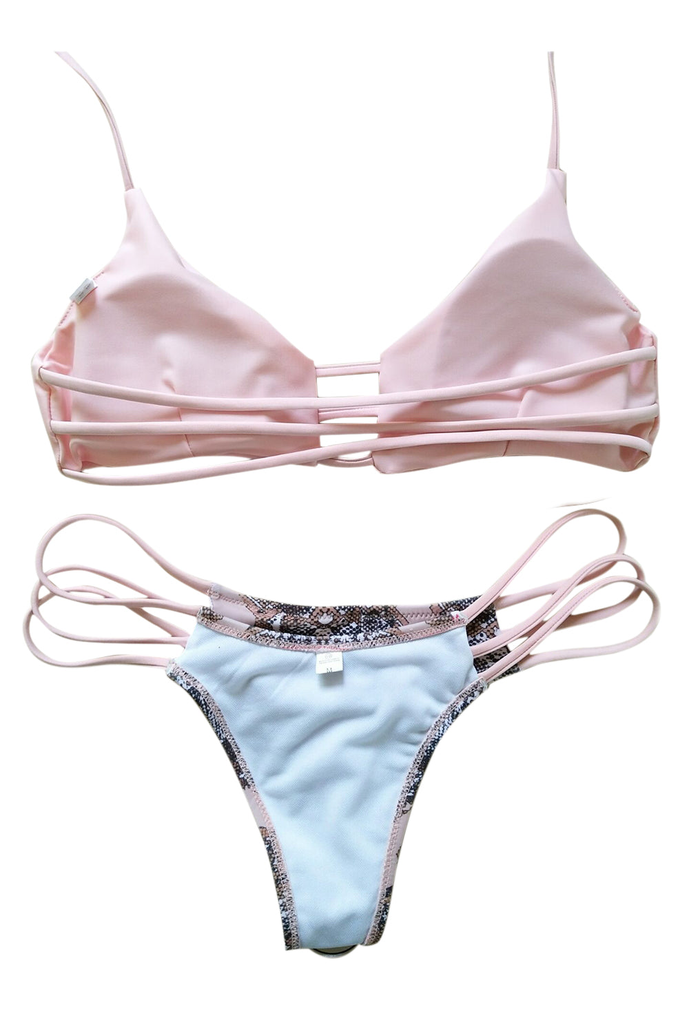Iyasson Pink Strappy detailing Bikini Set