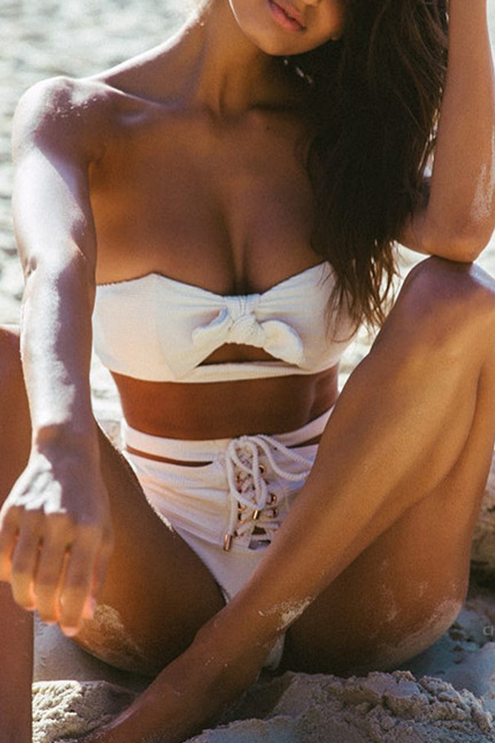 Iyasson White Strapless Bikini Set