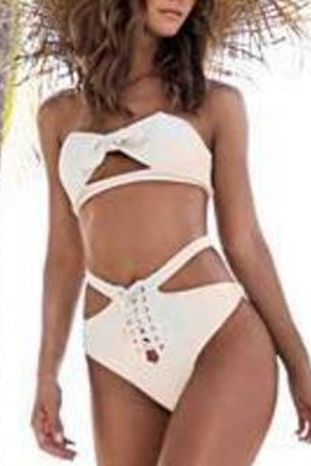 Iyasson White Strapless Bikini Set