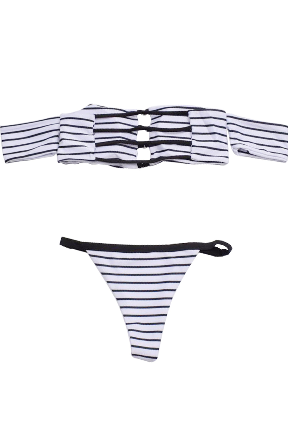 Iyasson Stripe printing Strapless Bikini Set
