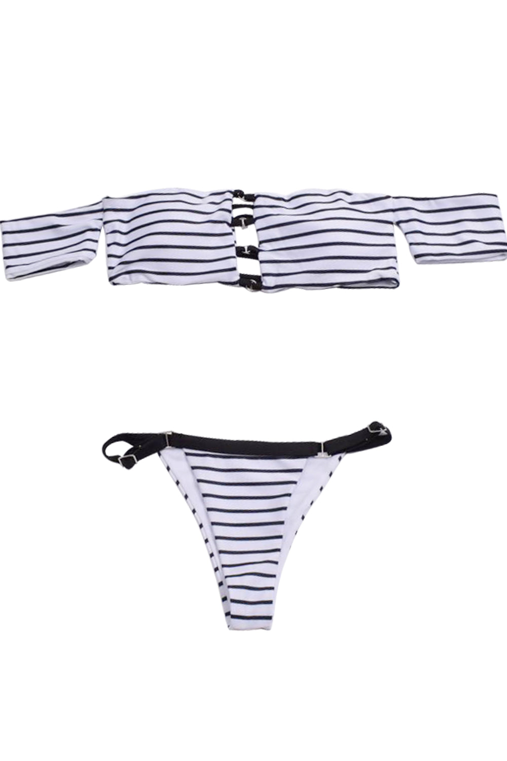 Iyasson Stripe printing Strapless Bikini Set