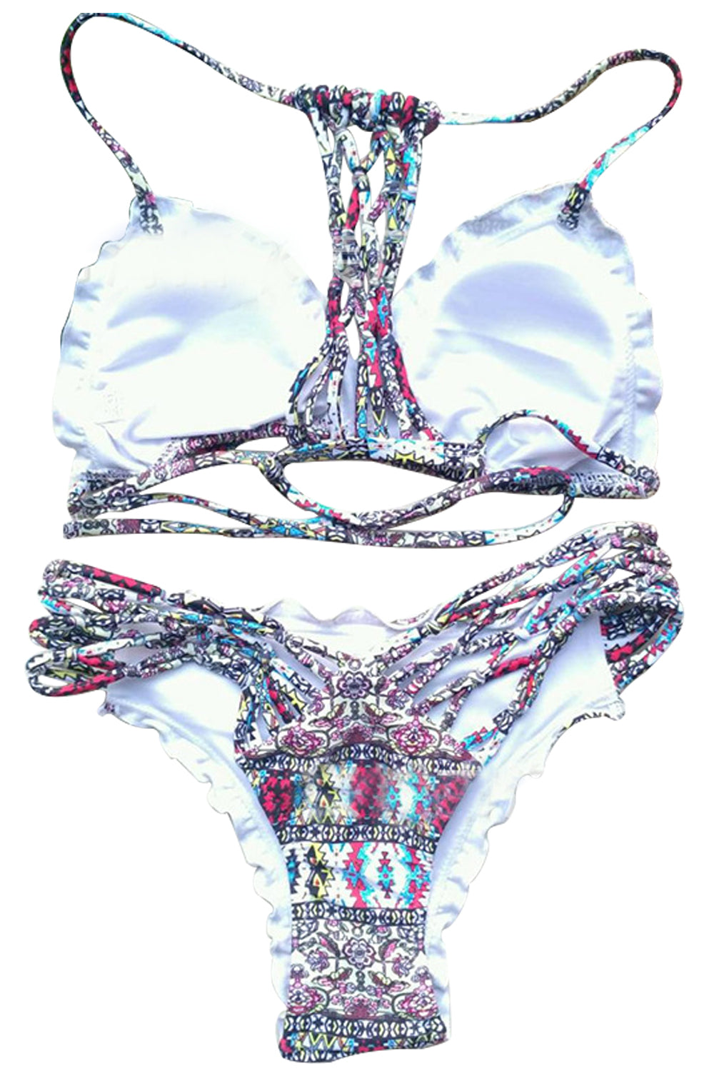 Iyasson Diamond Printing Bikini Set With Less Coverage