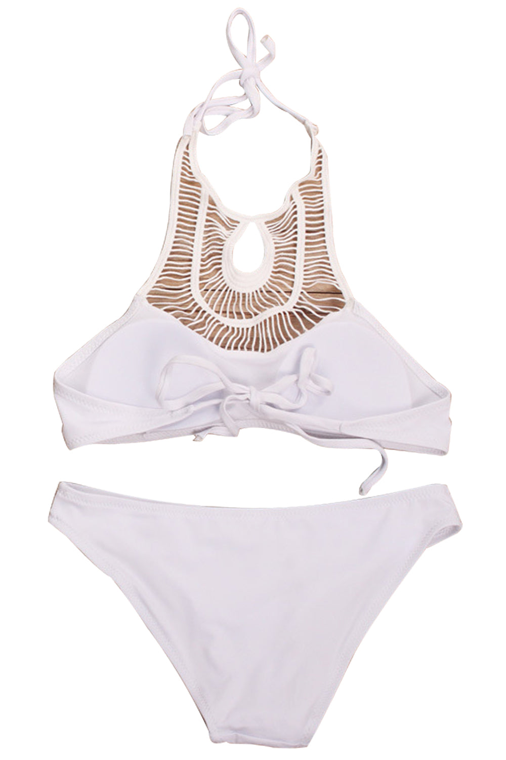 Iyasson Leaves Printing Trendy High neck Bikini Set
